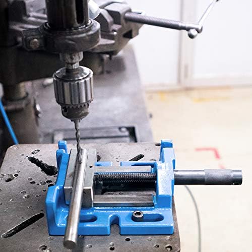 Groz Unigrip 4" 3-Way Drill Press Vise, 100mm Jaw, 3-1/2" Opening, Cast Iron with Precision-Ground Base, Side and End Faces, 4-Prism Fixed Jaw for Round Stock (35125)