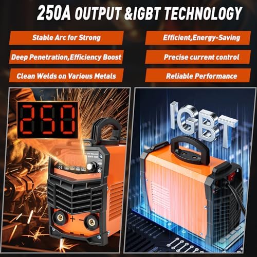 Dual Voltage Stick Welder 110V/220V,250Amp ARC Welder for 3/32"-1/8" Welding Rod,Portable IGBT Inverter Welding Machines for Home DIY Beginners Repair