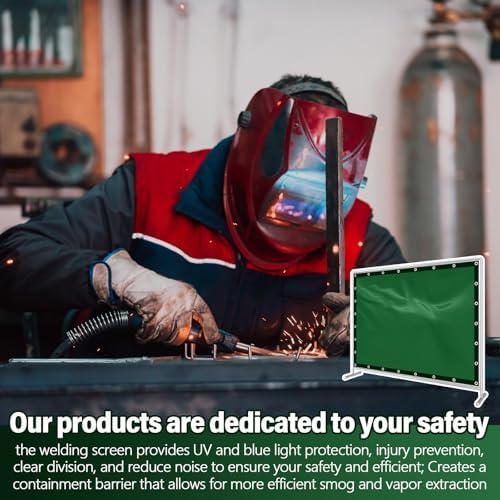 2 Pack Green 6 x 8 ft Welding Curtain Screen with Fixed Belt