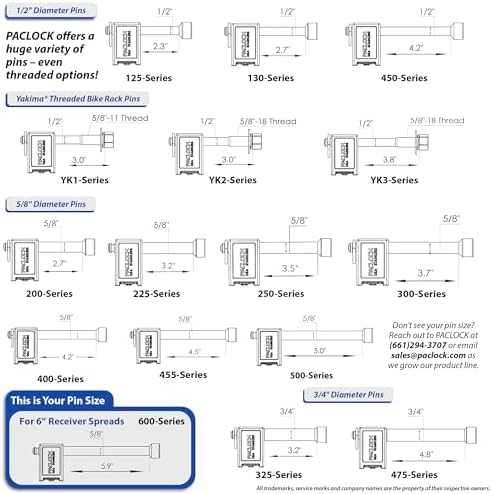 PACLOCK's 80-Series Trailer Hitch Lock, UCS, 600" Pin for 6" Applications, High Performance 6-Pin Cylinder, One Lock Keyed to a Number U-Pick! w/ 2 Keys, Black