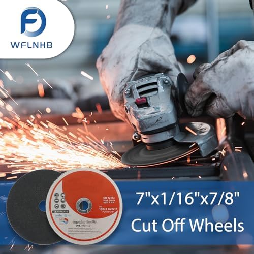 50 Pack 7 Inch Cut Off Wheels for Metal and Stainless Steel Cutting Discs for Angle Grinders 7 x 1/16 x 7/8 Inch