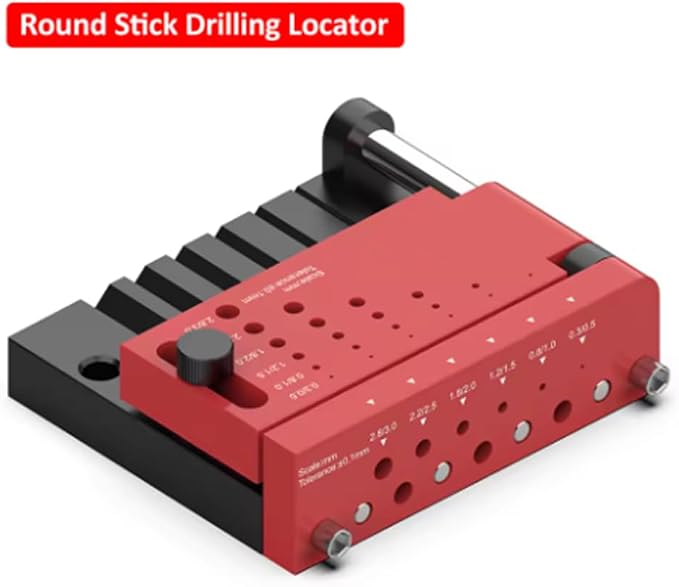 T0012 Round Stick Punching Positioner | Precision Drill Guide Jig for Model Building, Woodworking & DIY |Adjustable Locator with Scales (T0012 + T0012-A)