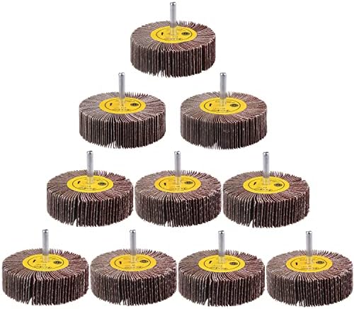 Rocaris 1/4" Abrasive Flap Wheel Sander Set, 80 Grit Aluminum Oxide Flap Wheels Cylindrical Shape Sanding Wheel, 8 Sizes (10)