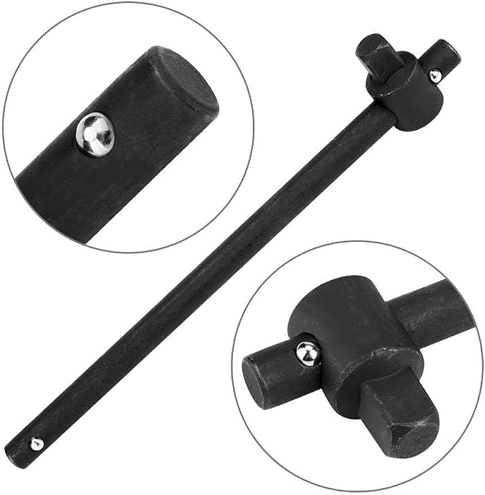 Walfront Sliding Wrench Breaker Bar T Handle Socket Wrench Heavy Duty Steel Ergonomic Design 3/4 Inch 1777g