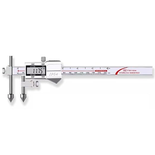 Digital Offset Centerline Caliper Hole Distance Vernier Caliper Cone Probe Hole Center Distance Ruler Measuring Tool Stainless Steel Inch/MM (10-200mm)