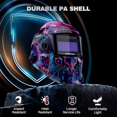 ARCCAPTAIN Welding Helmet Auto Darkening, 1/25000s Response, Shade 4/9-13