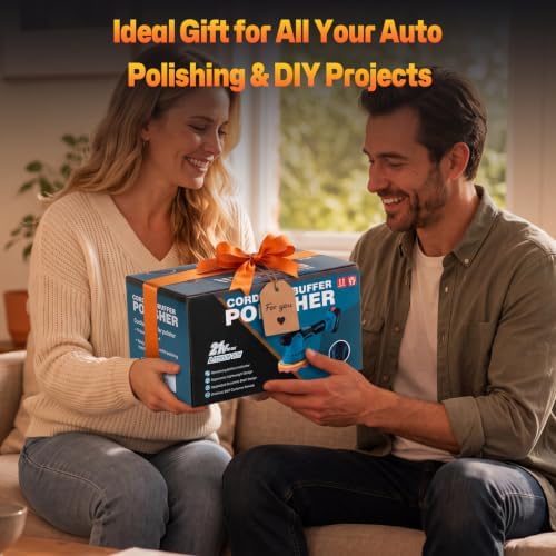 8-Speeds Cordless Car Buffer Polisher Kit (31PCS), 21V 2*2000mAh Batteries