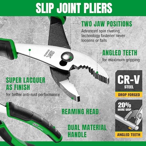 SK 2-Piece Pliers Set, 8'' Slip Joint & 10'' Water Pump Pliers, CR-V Steel
