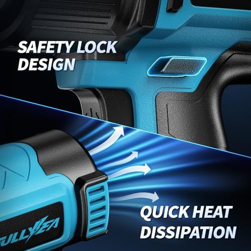FULLYEA Cordless Heat Gun with Digital Display, 140℉-1004℉, with 5 Nozzles