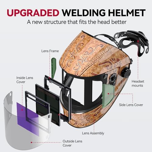 ARCCAPTAIN Welding Hood, 180° Panoramic View Auto Darkening Welding Helmet
