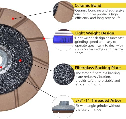 5" Ceramic Bond Diamond Cup Wheel for Concrete, 5/8-11, 30 Grit