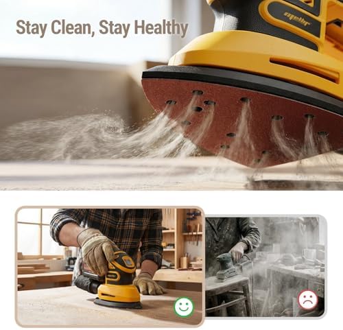 Brushless Cordless Detail Sander Compatible with Dewalt 20V MAX Battery (TOOL ONLY), Lightweight Corner Sander with Dust Box & 10 Sandpapers, 12,000 OPM Compact Power Tool for Wood, Metal & DIY
