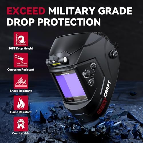 ARCCAPTAIN Auto Darkening Welding Helmet with Light, 3.94"X3.66" Large View