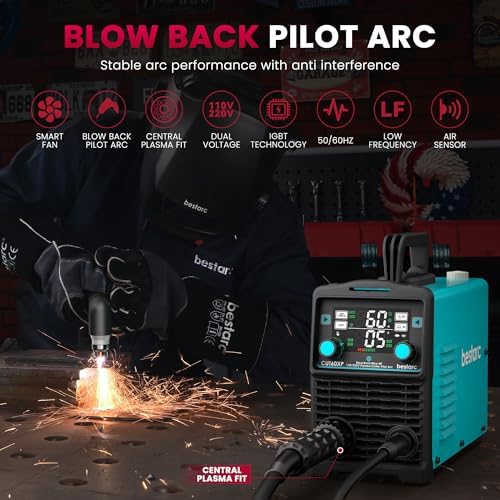 Bestarc Plasma Cutter, [Blow Back Pilot Arc][Large LED][Air Sensor] 60A