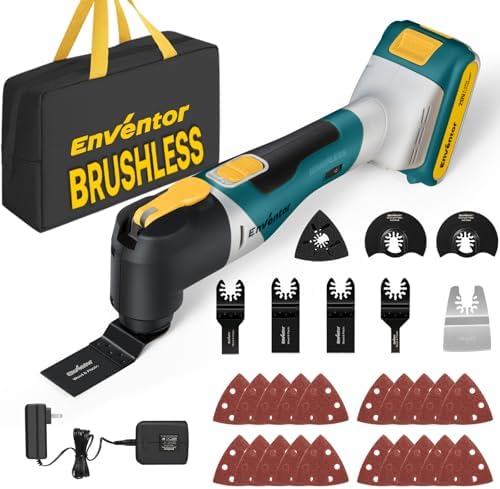 Enventor Oscillating Tool with Brushless Motor, 20 V, 2.0 Ah Battery