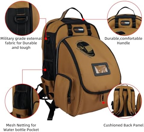 MELOTOUGH Welding Tool backpack for Tools and Helmet Extreme Gear Pack with Large Capacity Welding Helmet Bag Luggage Storage Bag (Brown)