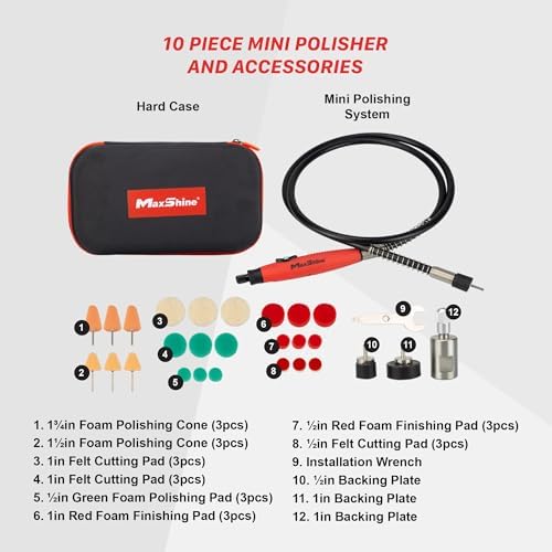 Maxshine Professional Mini Polisher with 5/8” Adaptor for Rotary Tools - Polish Car Headlamps, Brake Lights, Rims - Auto Detailing Tool for Paint Protection, Swirl & Scratch Repair, Glossy Shine
