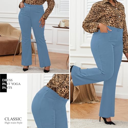 DGD Wrinkle-Free Stretch Dress Pants Plus Size for Women Pull-on Pant Ease into Comfort Office Pant