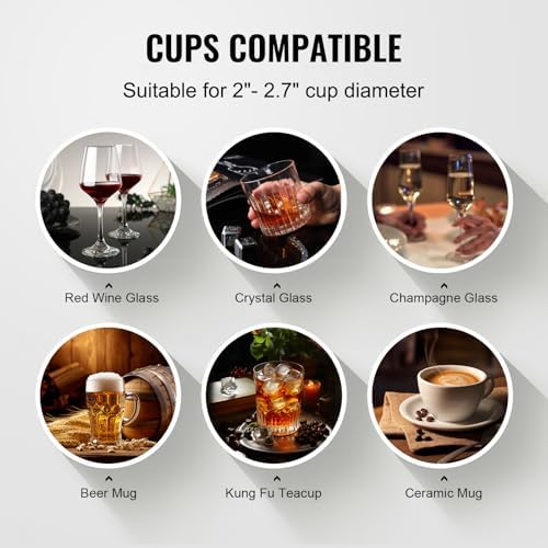 VEVOR Electric Commercial Glass Washer, 5-Brush Bar Glass Cleaner, 1200 Cups/Hour Wine Glass Cleaning Machine, Bar Glass Washer for Champagne Glasses, Beer Cups, Mugs, Perfect for Bars and Cafes