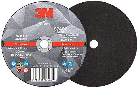 3M Silver Cut-Off Wheel, 87462, 36+, T1, 4 in x 0.06 in x 3/8 in