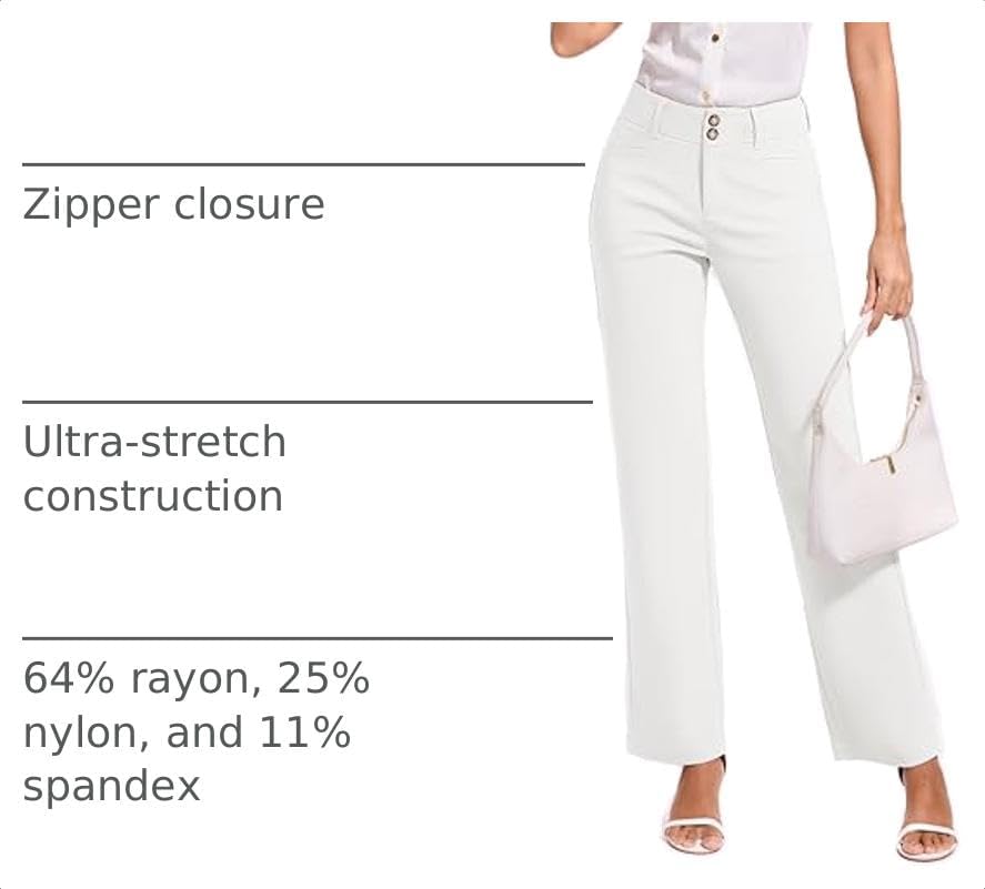 KICZOY Women Dress Pants Stretch Business Straight Leg with Pockets Wear to Work Casual 2026 Suitpants