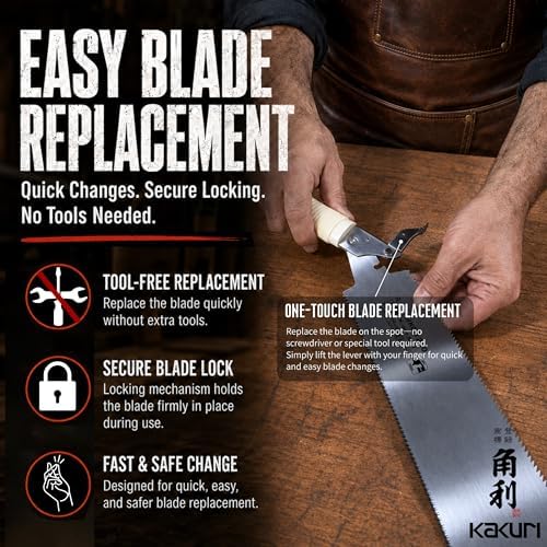 KAKURI Japanese Pull Saw for Woodworking 8.2", Tool-Free Quick-Change Blade