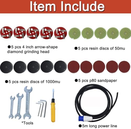 INTBUYING Concrete Floor Grinder Machine with Dust Collector Concrete Cement Ground Grinder Built in Blower Epoxy Floor Grinding Machine Hand-push Terrazzo Marble int Removal Foldable Design 220v
