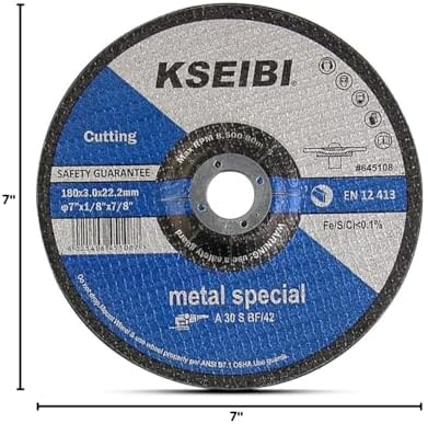 KSEIBI 645108 Grinding Wheels 10-Pack, Aluminum Oxide Discs for Metal & Stainless Steel, 7" x 1/8" x 7/8", Aggressive Grinding for Angle Grinders, Depressed Center Design