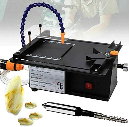 Jade Grinding Machine 110V Electric Gem Engraving Cutting Machine 7-Speed Adjustable Chisel Carving Machine Bench Jewelry Jade Polishing Machine Table Saw Polisher Set