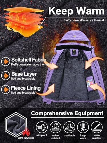 QPNGRP Mens Waterproof Ski Snowboard Jacket Winter Windproof Snow Coat