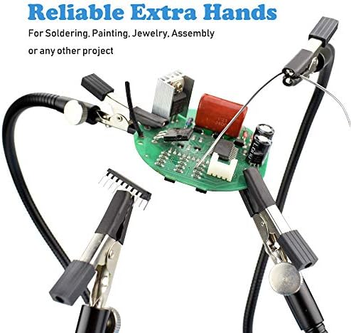 Toolour Magnetic Helping Hands Soldering Third Hand,4 Metal Arms with Adjustable Alligator,Flexible Solder Vise Clamps for Electronics Desoldering Repair Assembly Painting DIY Art Crafts Hobby