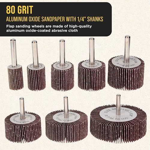 Dura-Gold 40-Piece Flap Wheel Sander Set with 1/4" Shank - 80 Grit Aluminum