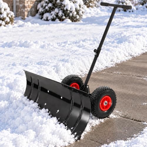 30''Wide Metal Snow Pusher, Snow Shovel, Fits The Floor Seamlessly