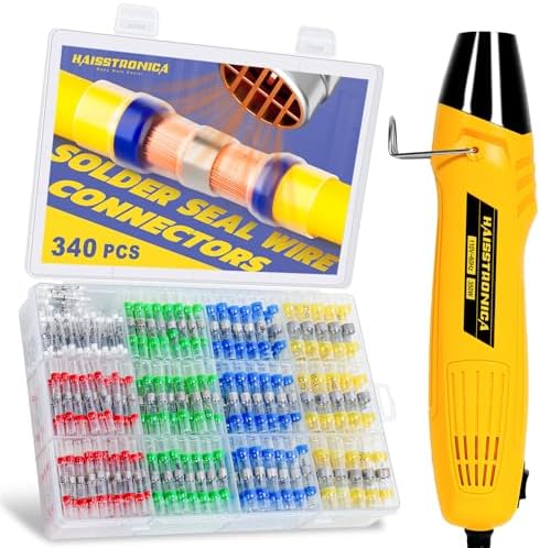 haisstronica 340PCS Solder Seal Connector Kit, 350W Heat Gun, AWG 26-10