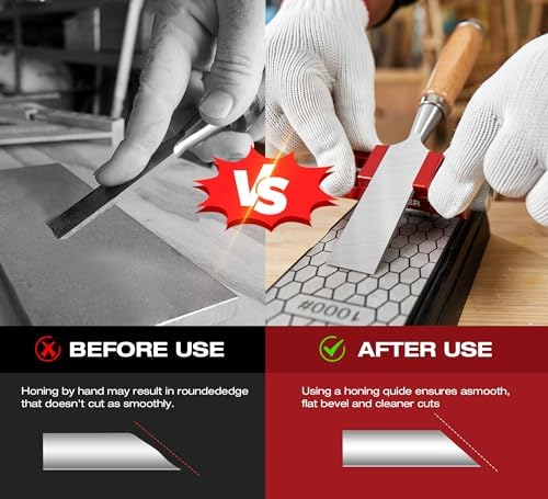 Saker Sharpening Stone with Honing Guide Tool,chisel set for Woodworking,Flattening Stone,Complete Sharpening System Woodworking Tools for Chisel Sharpening and Plane Restoration…