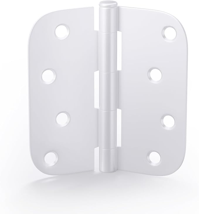 12 Pack goldenwarm 4 inch Door Hinges White Exterior Door Hinges - Residential Hinges for Interior and Exterior Doors, 5/8" Radius Corners, Iron