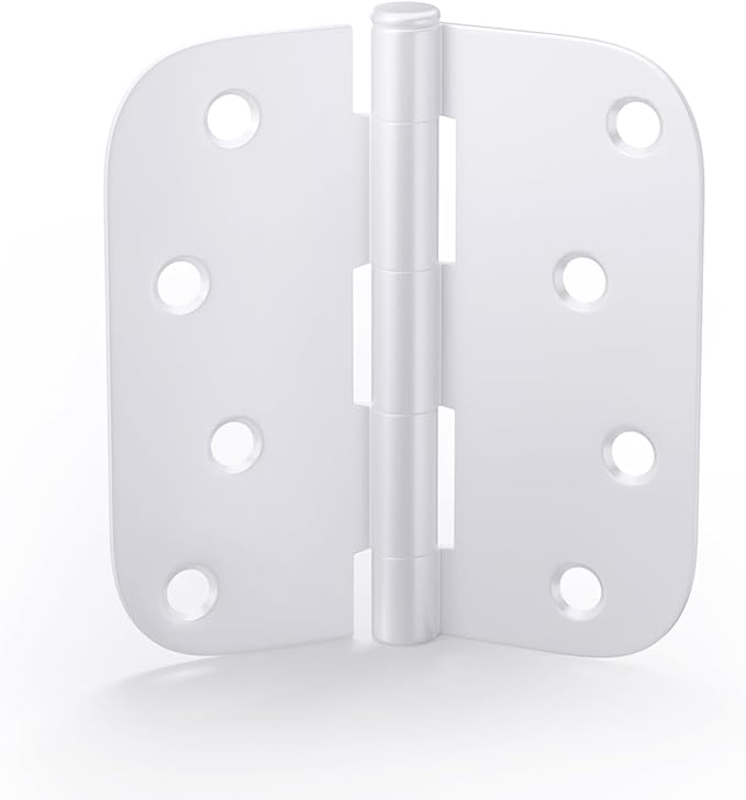6 Pack goldenwarm 4 inch Door Hinges Exterior Door Hinges - Residential Hinges for Interior and Exterior Doors, White 5/8" Radius Corners, Iron