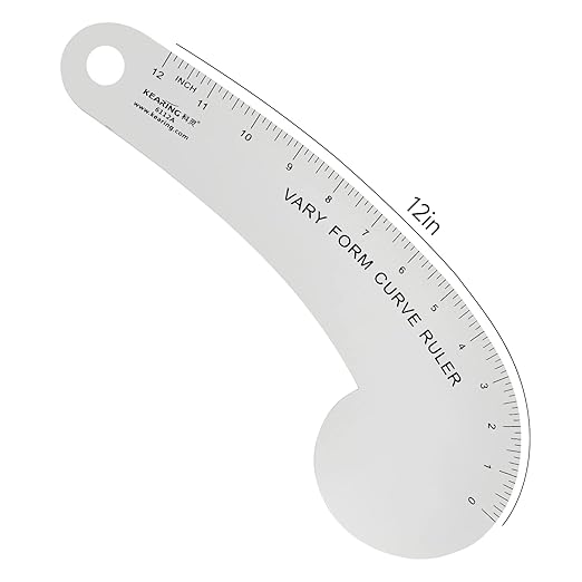 Kearing Vary Form Curve Ruler 12“ French Curve Ruler for Pattern Making, Aviation Aluminum Hip Curve Ruler for Measuring Sewing
