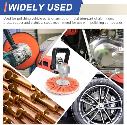 8" Airway Buffing Wheel, Orange, 5/8" Arbor Hole, 16-Ply Medium Polish Wheel for Aluminum & Metal Polishing-2 pcs