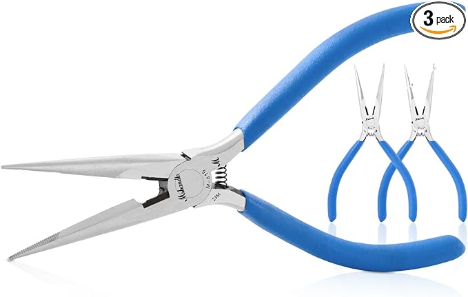 Needle Nose Pliers Set, 3 Pack 6.5"Long Nose Pliers for Wire Bending, High Carbon Steel Nose Plier, Serrated Jaw Pliers for Jewelry Making, Electronics Repair, Object Grasping, Craft Making
