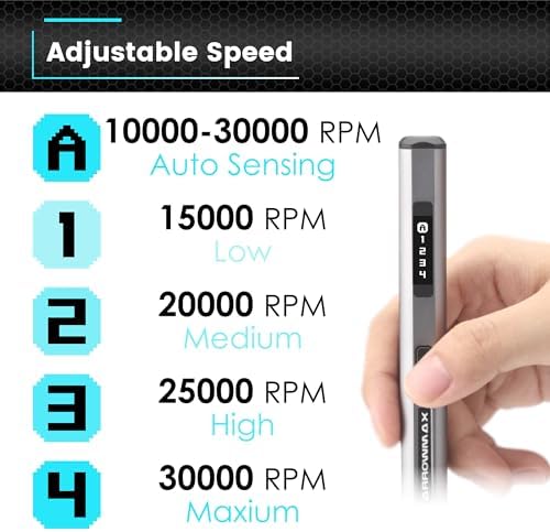 AM ARROWMAX Smart Engraving Pen, HollowCup Motor, 42 Bits with Aluminum Case, OLED, Magnetic Charge, Mini Electric Engraving Tool for Metal, Wood, Glass and Plastic (SGS PRO)