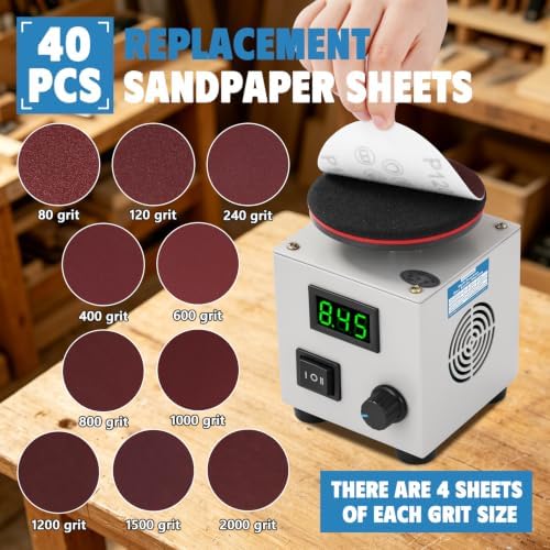 MXBAOHENG Mini Disc Sander Electric Bench Sanding Machine w/ 40 Sandpapers