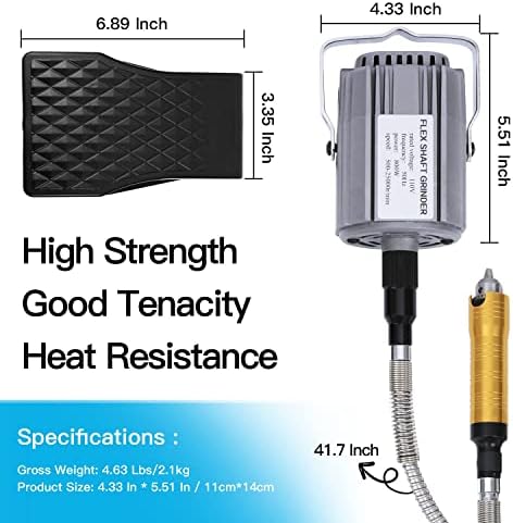 High-Powered 800W Flex Shaft Rotary Tool with Foot Pedal Control and Metal Flexible Shaft - Electric Hanging Grinder Carver for Metalworking, Repair, Carving, Buffing, Polishing, Sanding at 23000 RPM