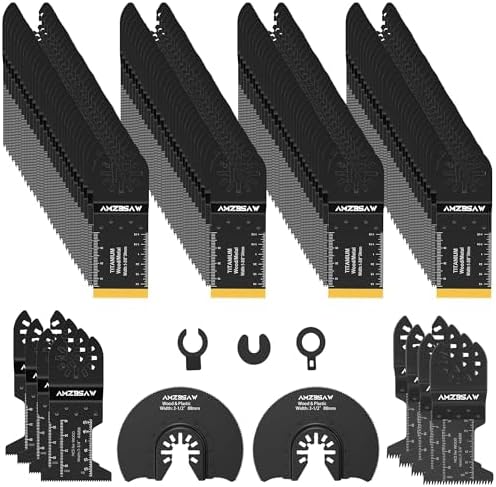 AMZBSAW 100PCS Oscillating Blades, 6 Types for Wood, Metal & Plastic