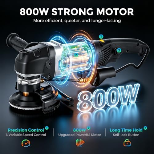 Bonvoisin 800W 4'' Wet Polisher Electric Wet Stone Polisher 6 Variable Speed Wet Grinder Buffing Machine Countertop Concrete Polisher for Stone, Granite, Marble, Tile with 7Pcs Diamond Polishing Pads