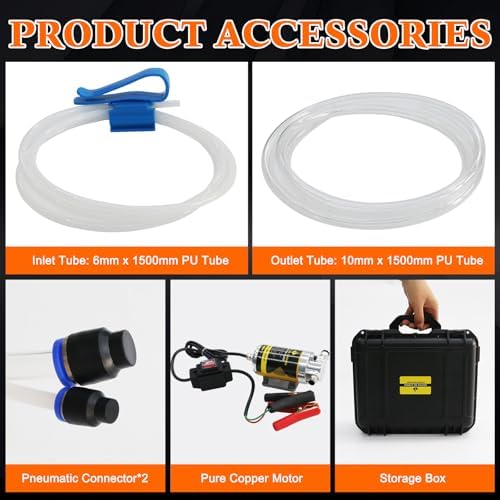 12V 100W Portable Oil Transfer Pump Set, 1-4L/min Engine Oil Pump for Engine Oil, Gear Oil, Lubricating Oil, Electric Self-Priming Motor Oil Extractor Pump for Boat, Car, Truck and Lawnmower