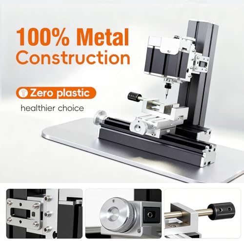 Mini Milling Machine, Electroplated Metal 60W 20000rpm 3-Axis 0.02mm Precision DIY Vertical Mill for Metal Wood Plastic Machining