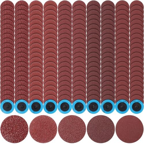 Chumia 250 Pcs 2 Inch Sanding Discs Set 5 Grit Mix 36 to 240, Red