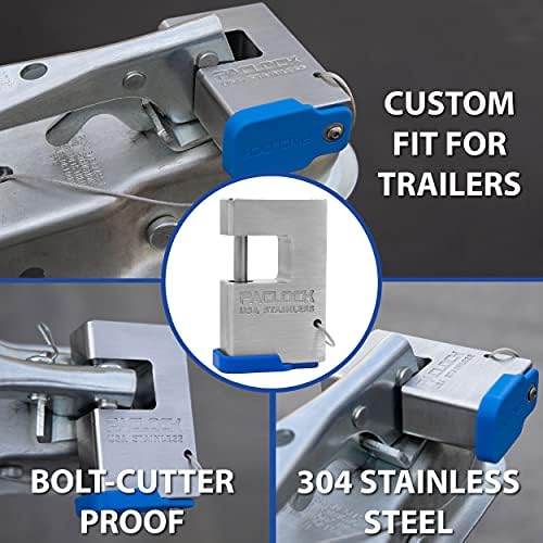 PACLOCK's 88-Series Shrouded Trailer Coupler Lock, Standard Rekeyable (SR), One Lock Keyed to a Number U-Pick! w/ 2 Keys, Stainless Steel
