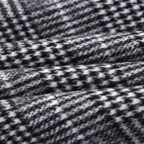 IDEALSANXUN Womens Plaid Wool Skirts Elastic Waist A-Line Pleated Tartan Long Skirts